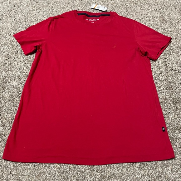 Nautica Sleepwear Mens Red Short Sleeve Crew Neck Logo T-Shirt Casual Top - Picture 1 of 4